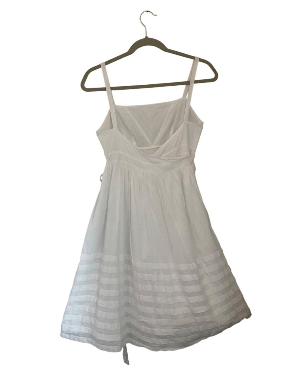 Lil Anthropologie 2 White Cotton Wrap Babydoll Dress Adjustable Coastal Preppy - Picture 3 of 12